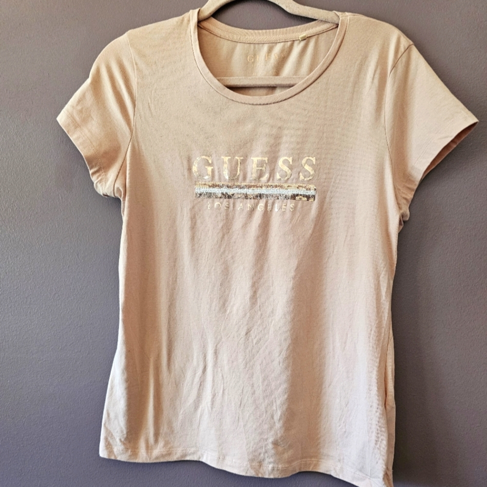 Guess Factory Juniors Light Pink Graphic Tee Size XL